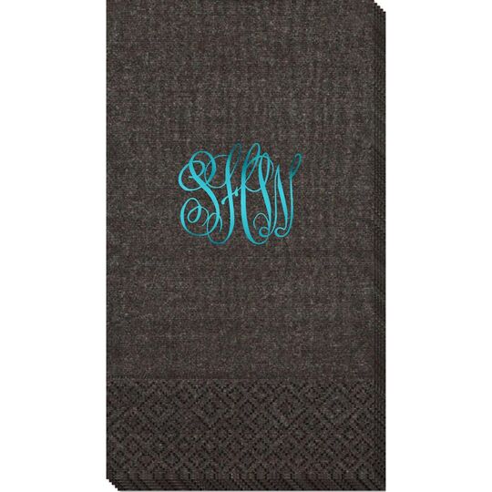 Interlocking Script Monogram Moire Guest Towels